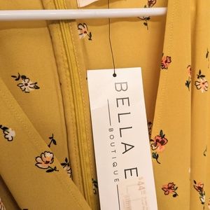 Bella Ella Golden Horizon Mustard Floral Summer Maxi Dress